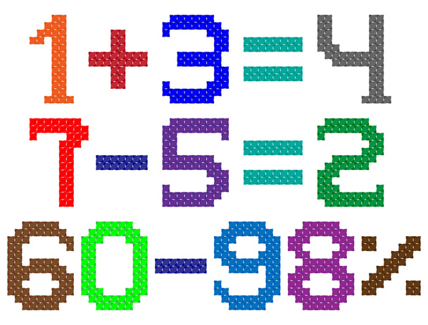 Color digits by cross pattern for handwork - Vetor, Imagem