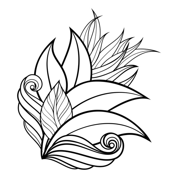 Monochrome contour leaves - Вектор, зображення