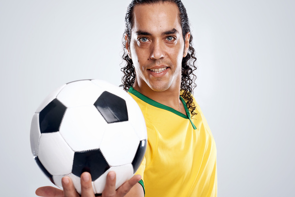 smiling brasil football soccer player - Valokuva, kuva