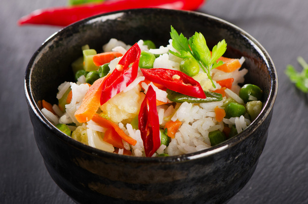 White Rice and  vegetables - Foto, afbeelding