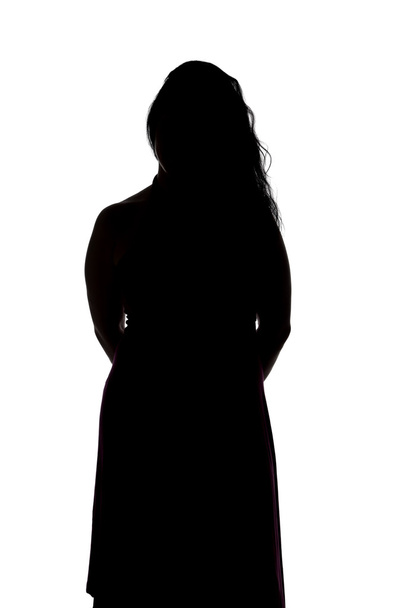 Sziluettjét kanyargós nő képe - Fotó, kép