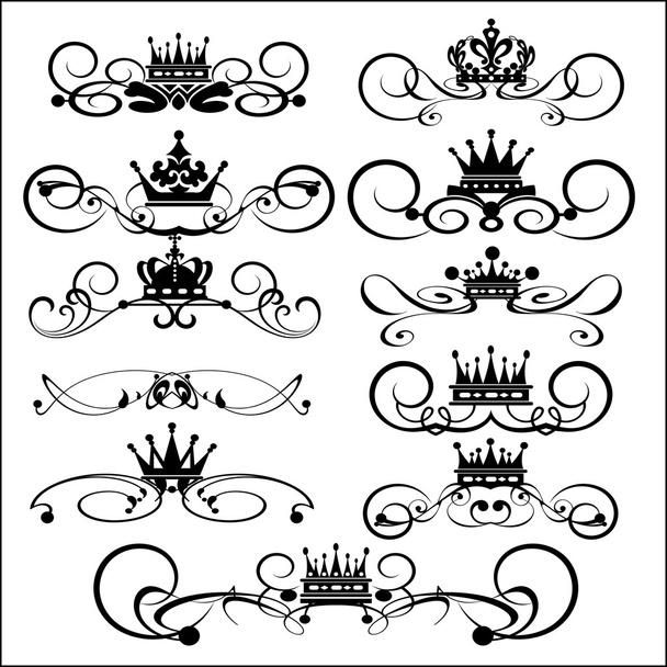 Викторианские свитки и корона. Декоративные элементы. Винтаж
 - Вектор,изображение