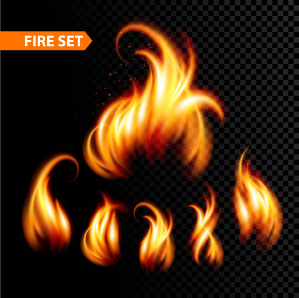 Set of realistic fire. Vector illustration  - Vector, Image