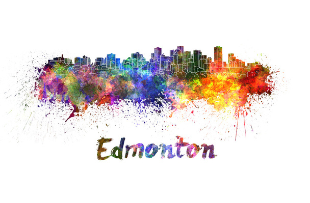 skyline Edmonton en acuarela
 - Foto, Imagen
