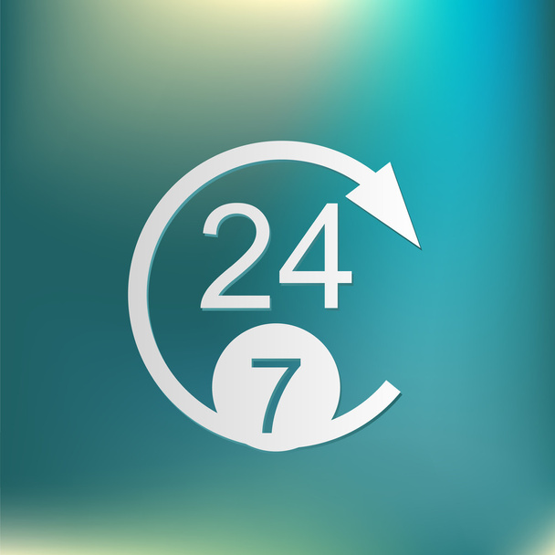 open 24 hours and 7 days icon - Vetor, Imagem