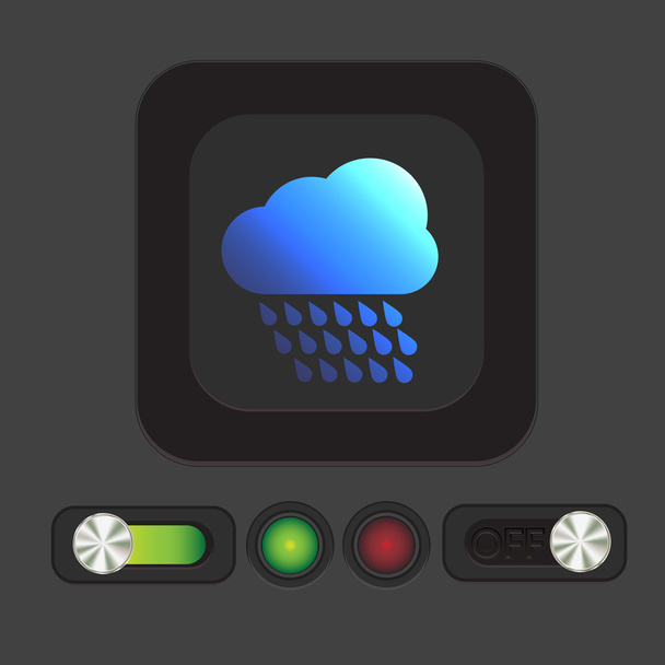 Cloud rain with wind icon - Vetor, Imagem