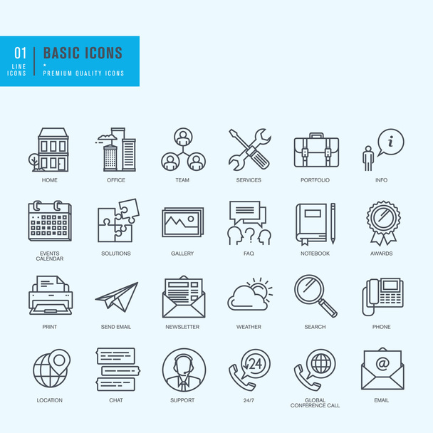 Thin line icons set. Universal icons for website and app design. - Vector, Image