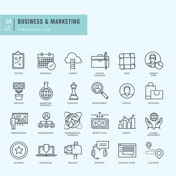 Thin line icons set. Icons for business. - Vector, Image