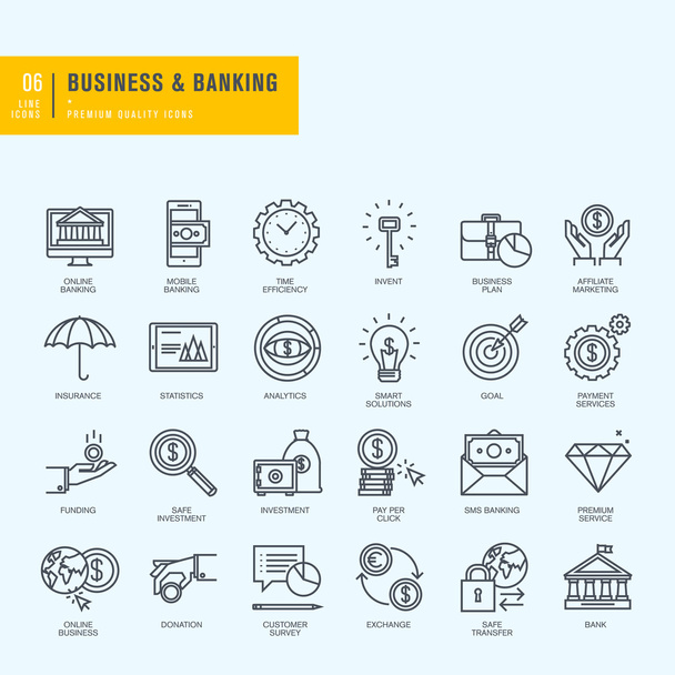Thin line icons set. Icons for business, banking, e-banking. - Vector, Image