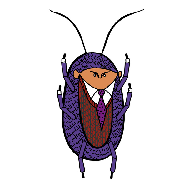 cucaracha con las manos en alto
 - Vector, imagen
