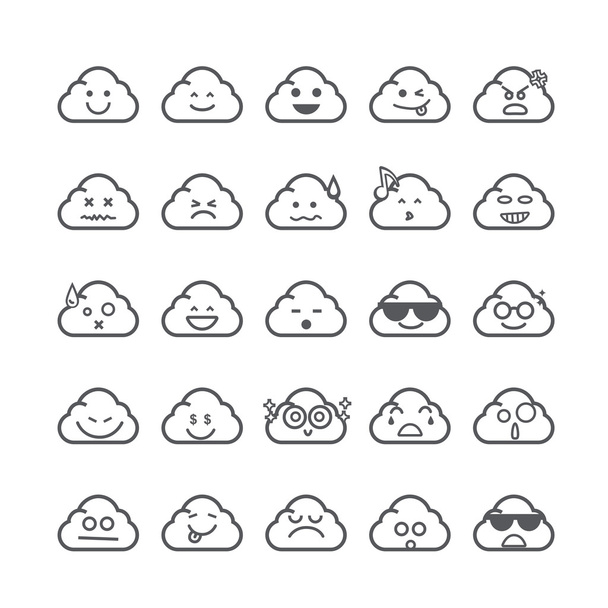 Collection of difference emoticon icon of cloud icon on the whit - Vektori, kuva