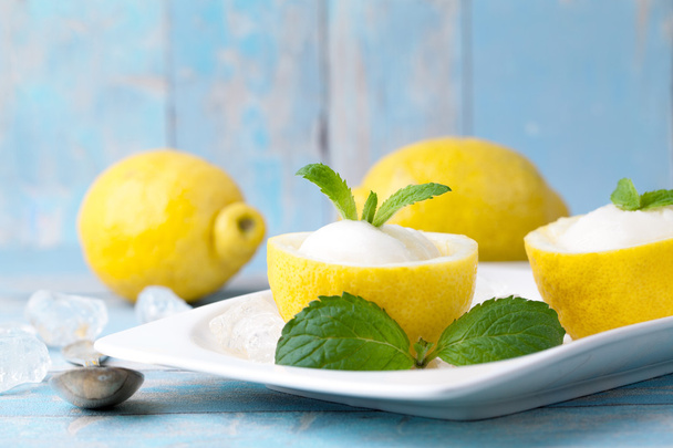 lemon ice cream - Photo, image
