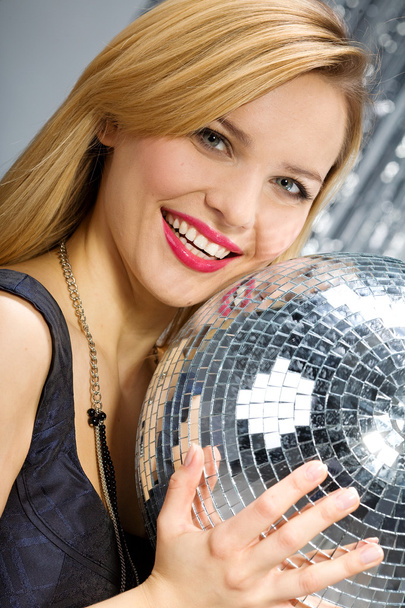 Woman with disco ball - Foto, imagen