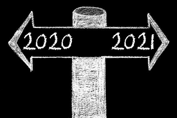 Frecce opposte con Anno 2020 rispetto all'Anno 2021
 - Foto, immagini