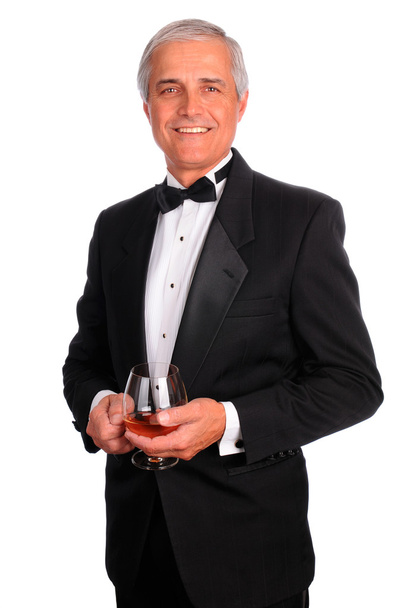 Man in Tuxedo with Congac Glass - Photo, Image