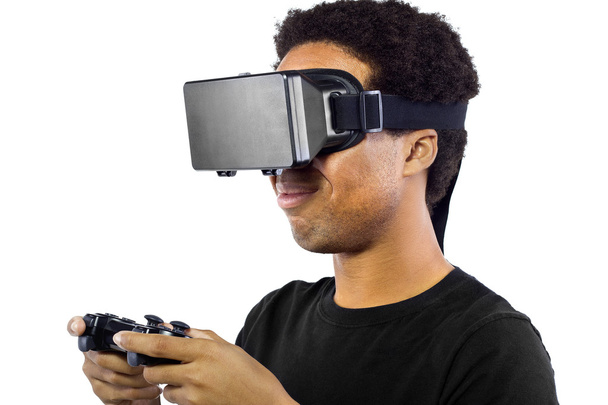 male wearing a virtual reality headset - Foto, immagini