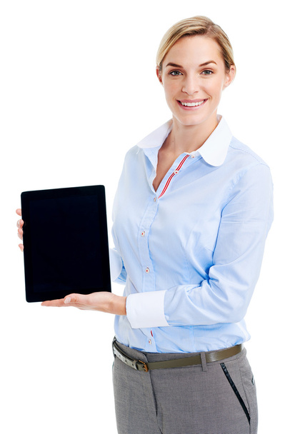 Jeune femme d'affaires avec tablette
 - Photo, image