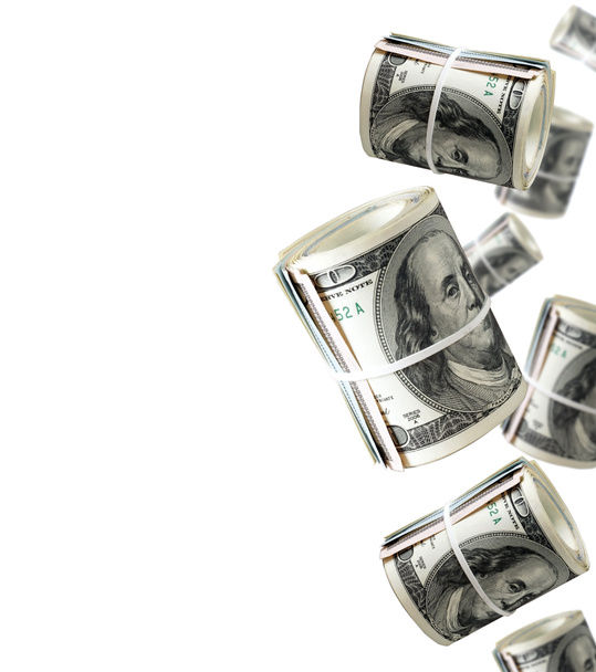 Rohlíky 100 dolarové bankovky. Abstraktní peníze pozadí - Fotografie, Obrázek