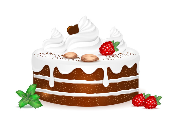 pastel de chocolate con bayas y frutos secos
 - Vector, Imagen