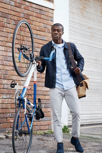 african man with bicycle walking - Fotó, kép