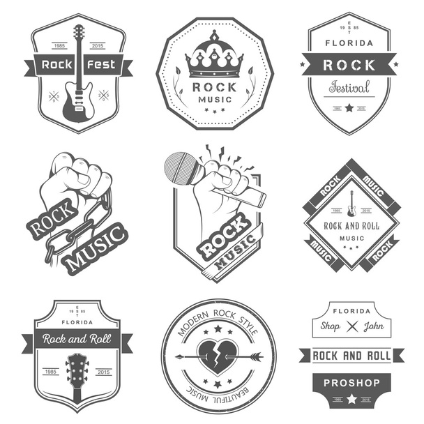 Set of vintage logos of rock music and rock and roll - Вектор,изображение