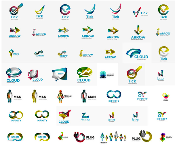 Large corporate company logo collection. Universal icon set for various ideas - Vector, Image