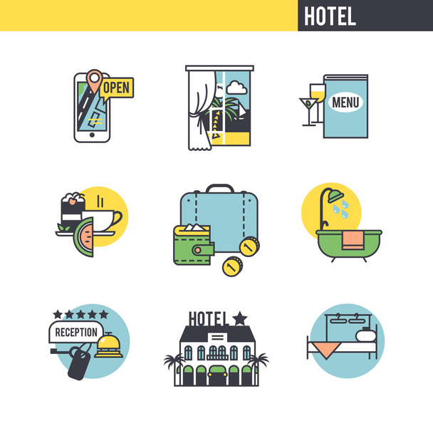 Hotel color Icons set - Vector, Image