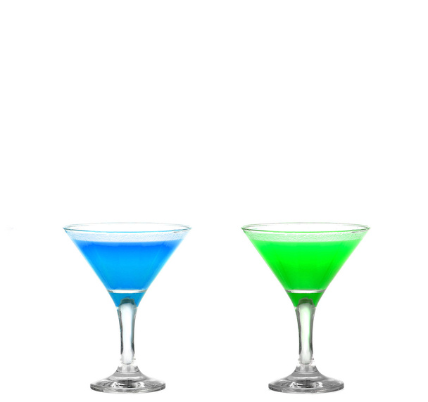 Renkli kokteyller ile iki martini bardak - hurray !! - Fotoğraf, Görsel