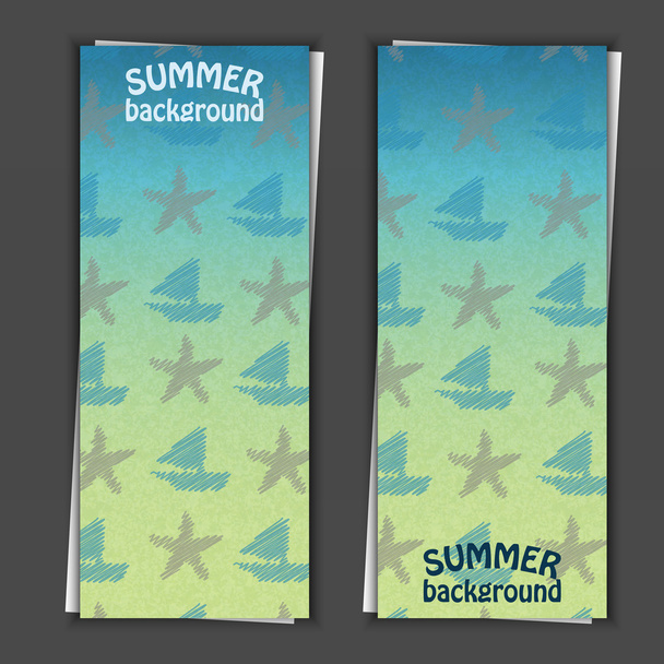Set of banner templates with summer background.  - ベクター画像