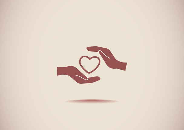 Heart in hands simple icon - Vector, imagen