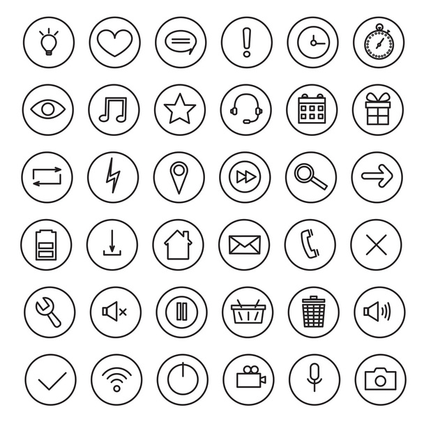 Mobile phone sings line vector set icons. - Vector, Image