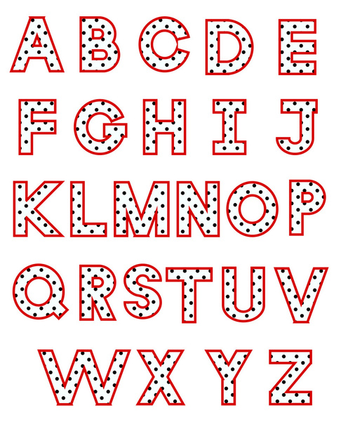white polka dot alphabet - Vettoriali, immagini