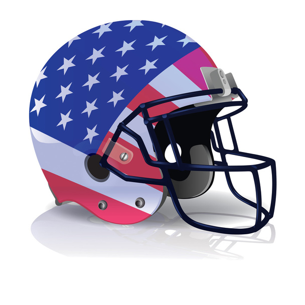 Αμερικανικό ποδόσφαιρο κράνος με αμερικανική σημαία εικονογράφηση - Διάνυσμα, εικόνα