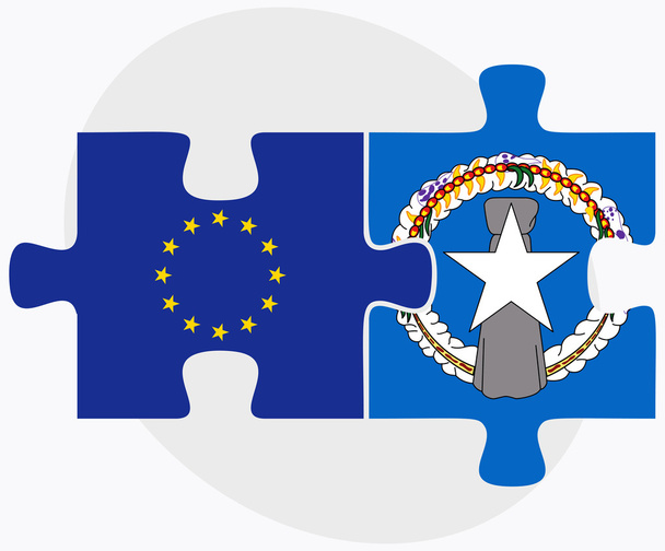 Bandeiras da União Europeia e das Ilhas Marianas do Norte
 - Vetor, Imagem