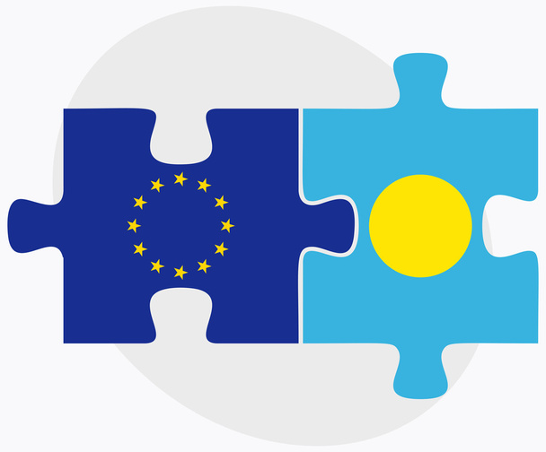 União Europeia e Palau Bandeiras no puzzle
 - Vetor, Imagem