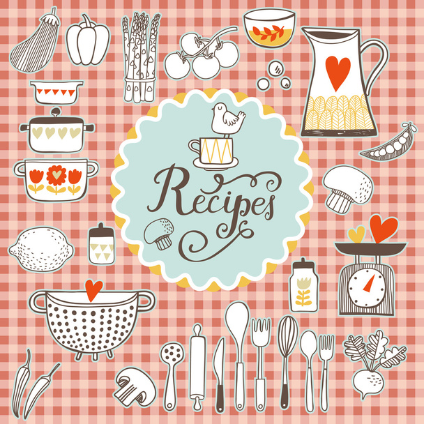 kitchen recipes card - Vector, afbeelding