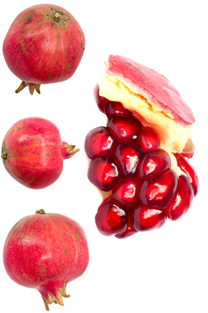 Extreme Nahaufnahme Hintergrund einer roten saftigen reifen Granatapfelfrucht - Foto, Bild