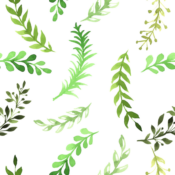 Vector seamless pattern with silhouettes of flowers and grass, drawing by watercolor, hand drawn illustration - Vecteur, image