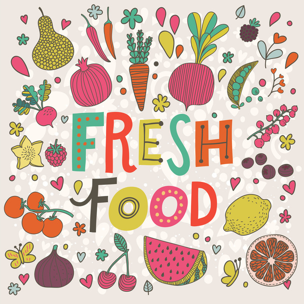 fresh food cartoon card - Vektor, Bild