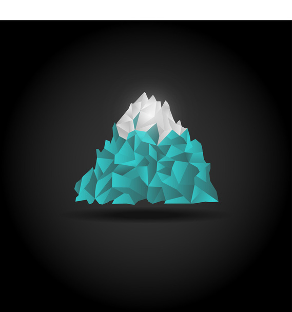 Iceberg icon on black background. Vector mountain logo sign. - Vektor, Bild
