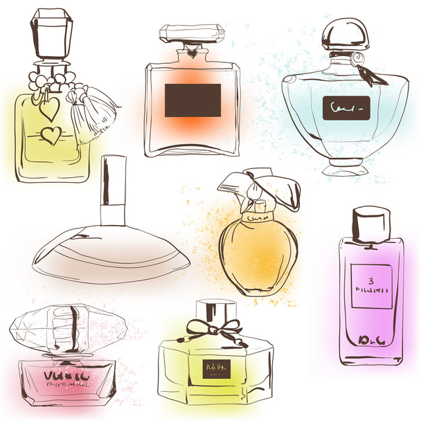 sada různých parfémů. - Vektor, obrázek