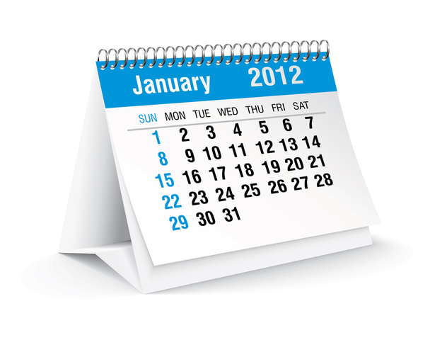 stycznia 2012 kalendarz biurko - Wektor, obraz