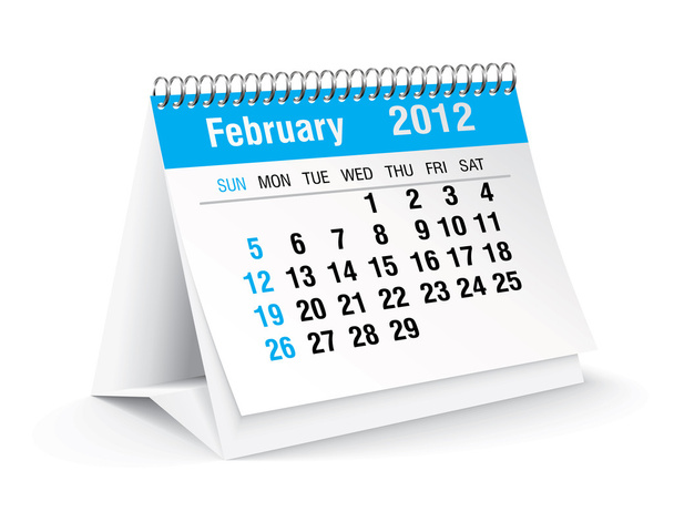 Настольный календарь февраля 2012
 - Вектор,изображение