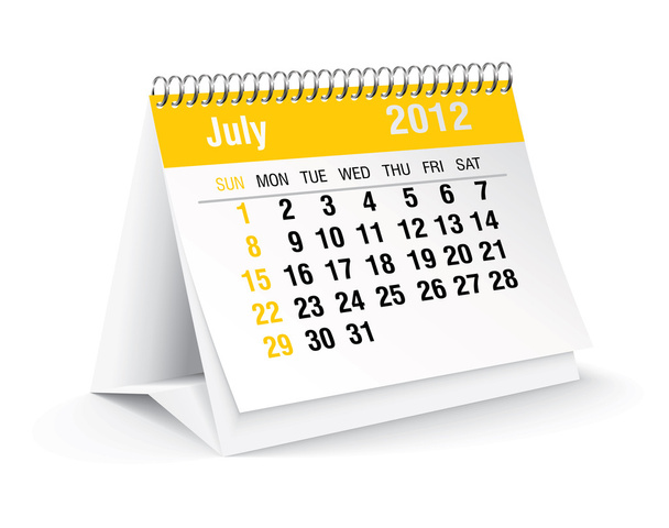 Juli 2012 Schreibtischkalender - Vektor, Bild