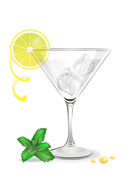マティーニ グラスに氷とレモン - ベクター画像