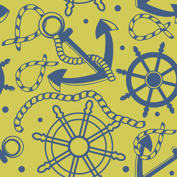 Бесшовный рисунок с морскими символами
 - Вектор,изображение