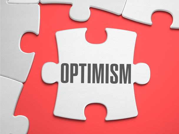 Optimismus - Puzzle an der Stelle fehlender Teile. - Foto, Bild