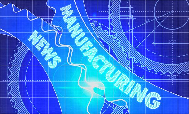 Manufacturing News on the Cogwheels (em inglês). Estilo Blueprint
. - Foto, Imagem