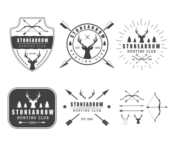 Set of vintage hunting labels, logo, badge and design elements - Vector, Imagen