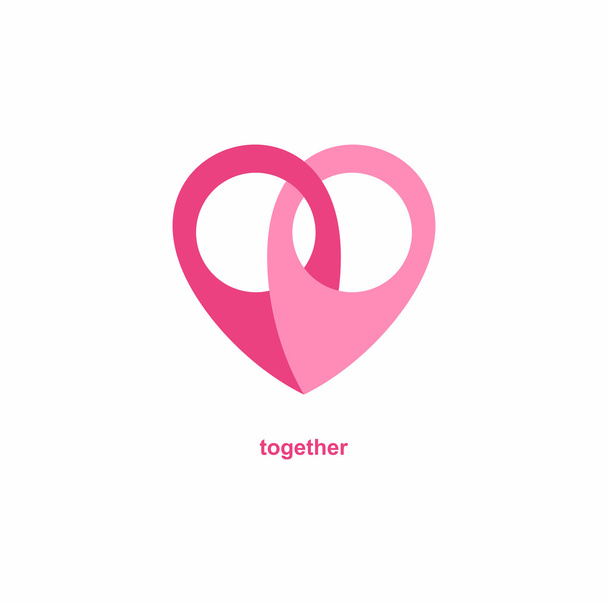 sign locations together the heart the logo - Vector, Image